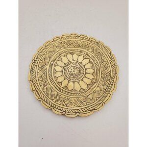 Vintage Brass Plate,small Brass Plate, Carved Trincket Plate, Carved Brass